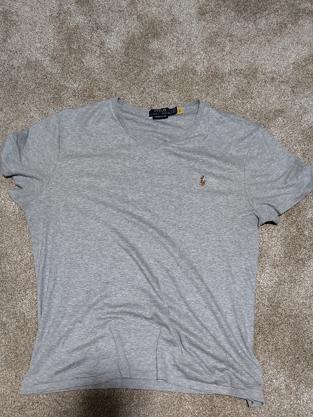 Polo by Ralph Lauren Gray Short Sleeve Crew T-Shirt with Multi Color Pony Logo